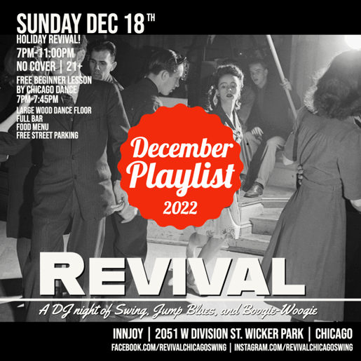 December 2022 Revival Chicago Swing Spotify Music Playlist Digital Flyer