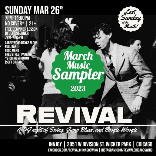 March 2023 Revival Chicago Swing Spotify Music Playlist Digital Flyer