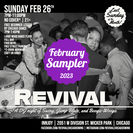 February 2023 Revival Chicago Swing Spotify Music Playlist Digital Flyer